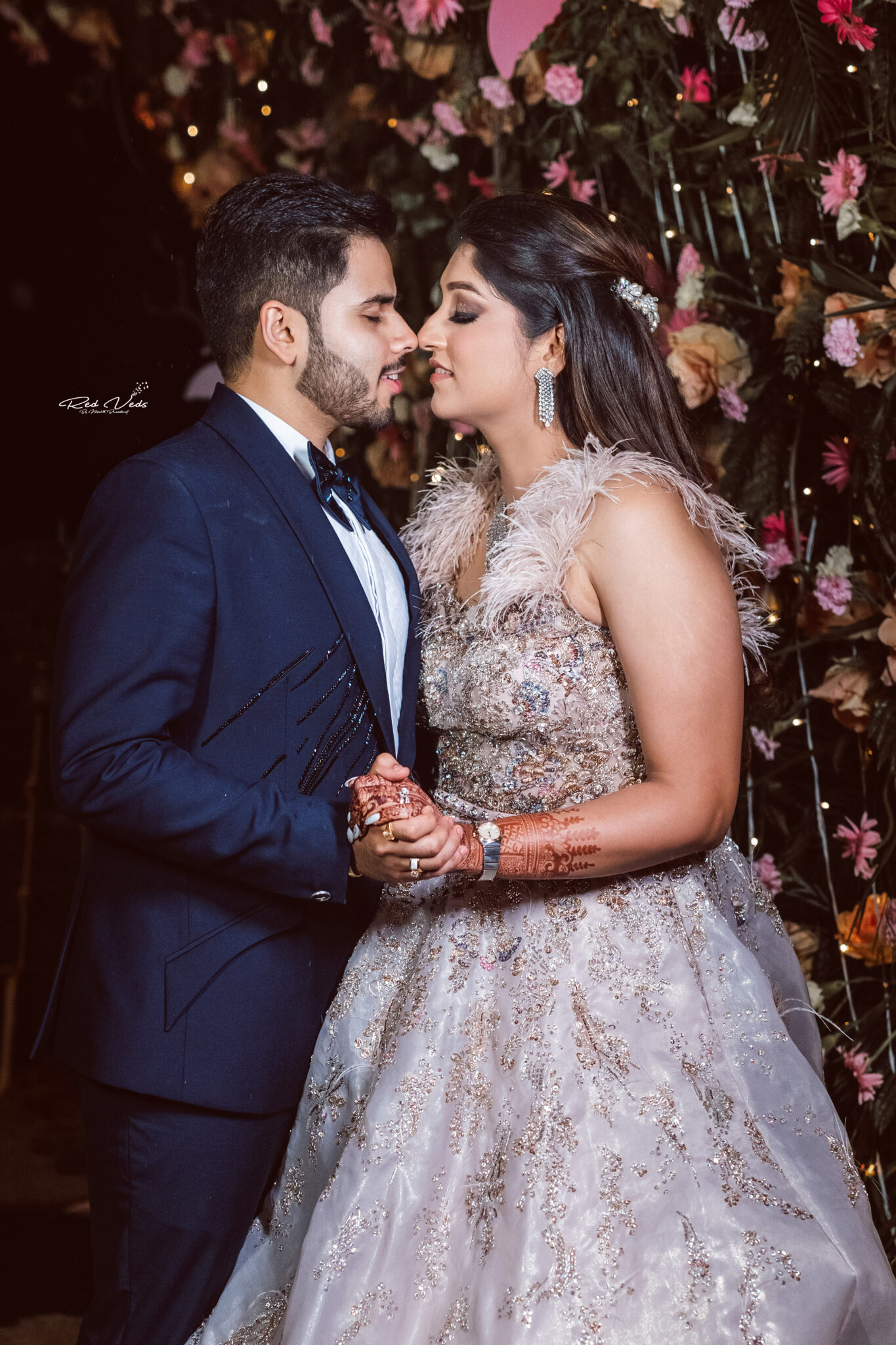 Image of An Indian Bride And Groom Their Shows Engagement Rings During A  Hindu Wedding Ritual-KZ299905-Picxy