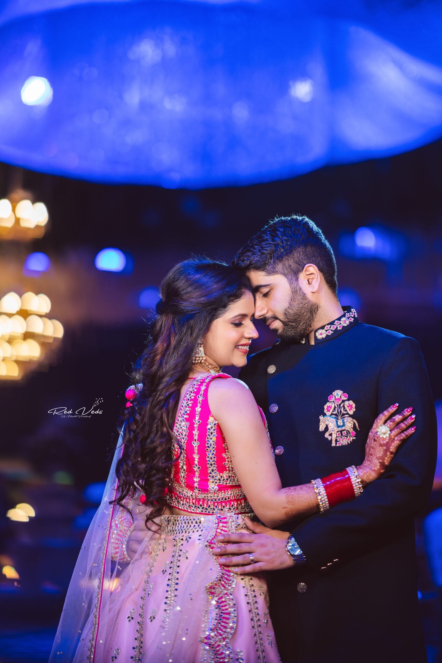 Photo of A south indian couple posing in between their wedding rituals.